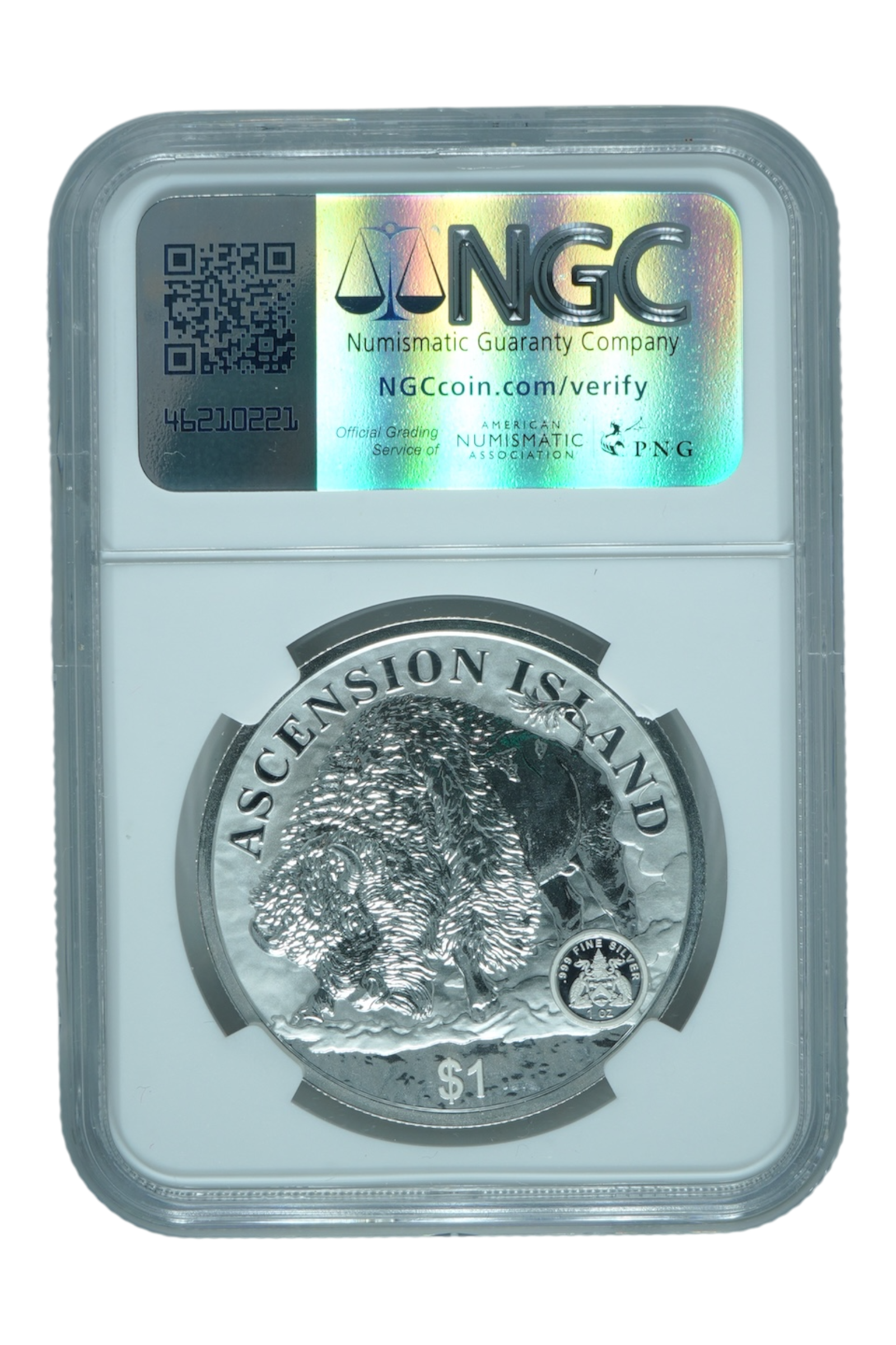 2024 1/2 oz Silver Ascension Island Damstra Buffalo NGC Proof-70 Reverse Proof