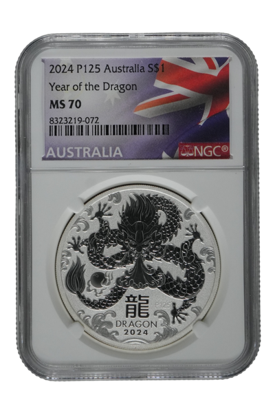 2024 1 oz Silver Australia Lunar Dragon NGC MS 70