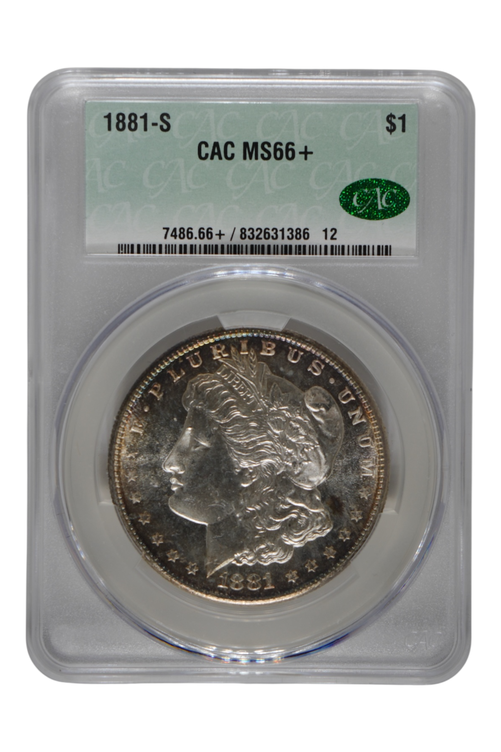 1881-S Morgan Silver Dollar CACG MS 66+ (Toned)