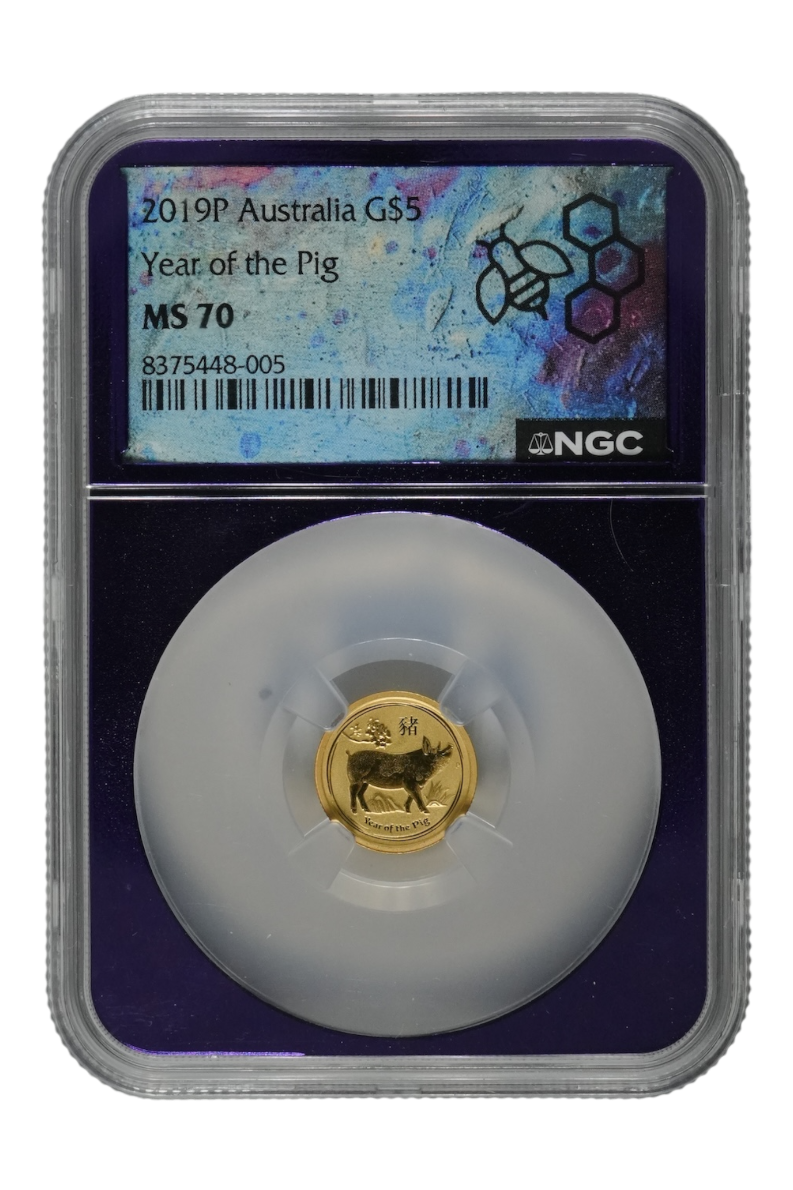 2019 1/20 oz Gold Australia Lunar Pig NGC MS 70