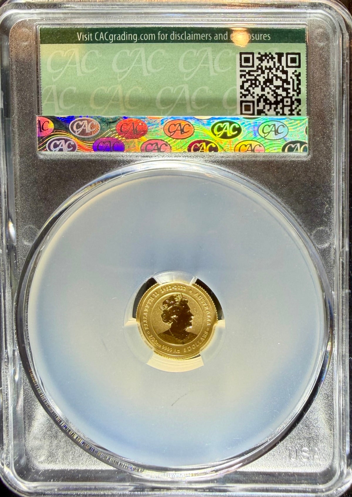 2024-P125 1/20 oz Gold Australia Lunar Dragon CACG MS70 Colorized