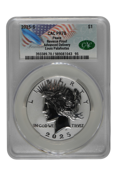 2025 0.8591 oz Silver United States Peace Dollar CACG PR-70 RP